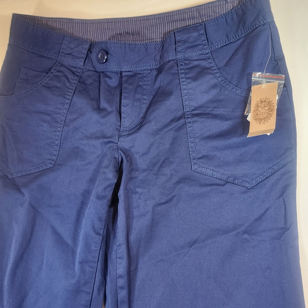 Buffalo David Bitton Navy Blue Wide Leg Patch Pocket Trousers Pants NWT